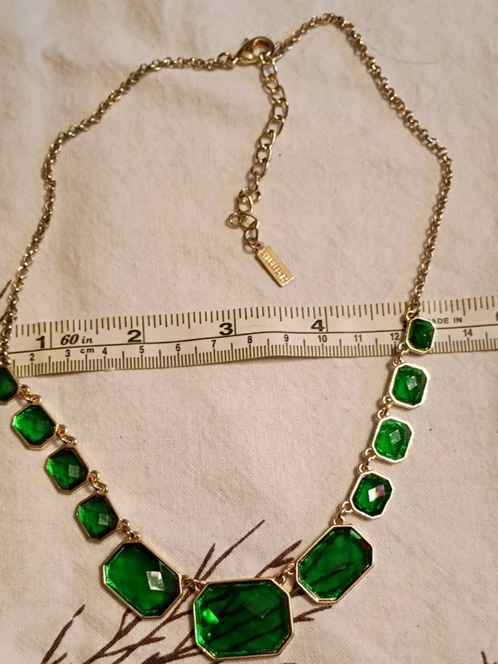 BaubleBar Gold-Tone Necklace with Emerald Green Faceted Stones